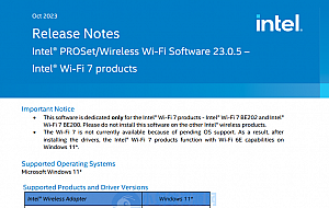 英特尔发布 Wi-Fi 7 网卡首个 Win11 驱动程序，但只有 Wi-Fi 6E 的功能