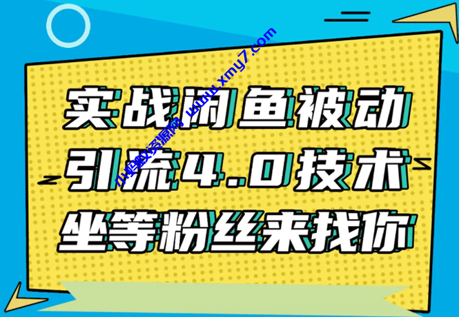 实战闲鱼被动引流4.0技术，坐等粉丝来找你，实操演示日加200+精准粉-琪琪源码网