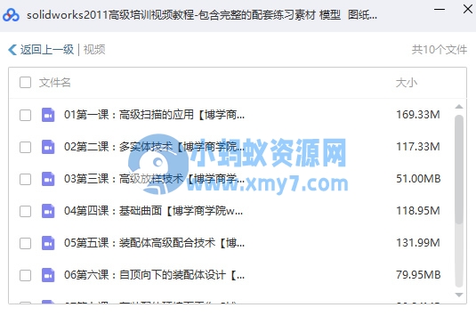 solidworks2011高级培训视频教程全套（完整的配套练习素材 模型 图纸）-琪琪源码网