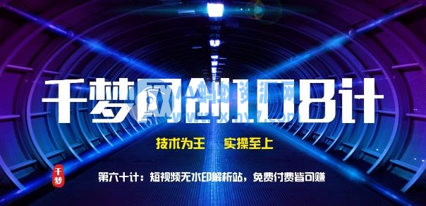 千梦网创108计第60计：短视频无水印解析站 免费付费皆可赚-琪琪源码网