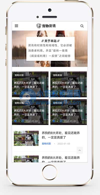(自适应手机端)响应式宠物资讯类网站源码 宠物博客经验pbootcms网站模板-琪琪源码网