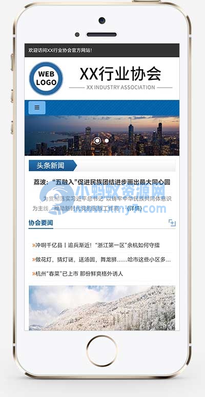 (自适应手机端)行业协会工会类网站源码 政府机构机关单位网站pbootcms模板-琪琪源码网