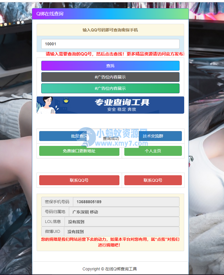 q绑查询源码-新接口-琪琪源码网