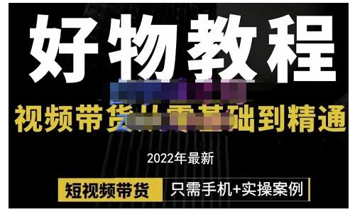 好物分享课程：短视频带货从零基础到精通，只需手机+实操-琪琪源码网
