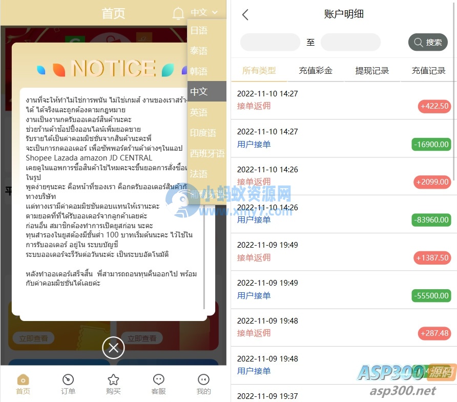 最新版基于TP开发的9国语言海外多语言刷单抢单源码+9色前端UI值得研究-琪琪源码网