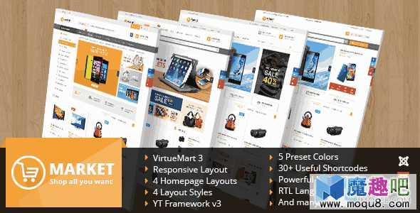 [精仿]Charly VirtueMart购物电商 Joomla模板-琪琪源码网