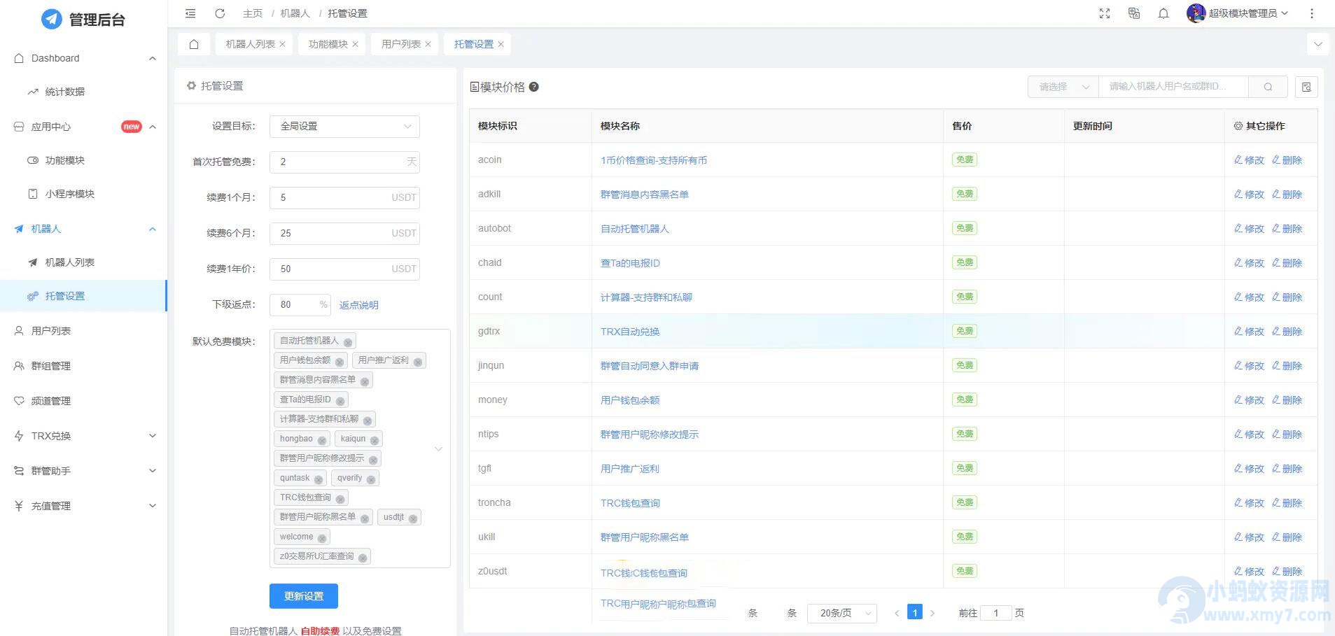 全功能tgbot/Telegram机器人多功能有后台版源码-琪琪源码网