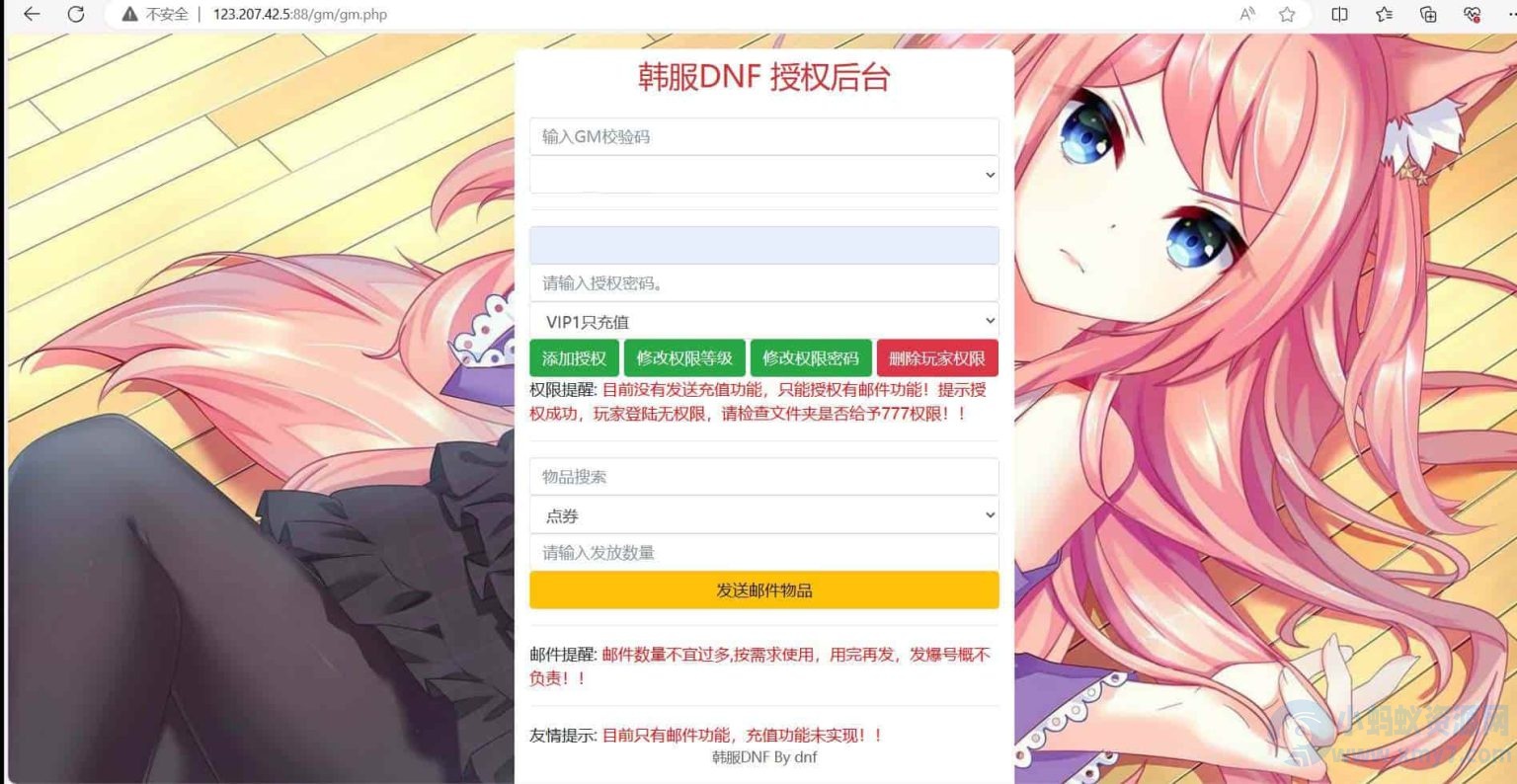韩国原版DxF手游全新多功能GM网页授权后台 2024年1月5日打包-琪琪源码网