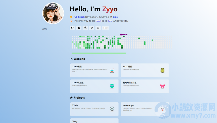 ZYYO主页1.0：多样式的简约低调个人主页-琪琪源码网
